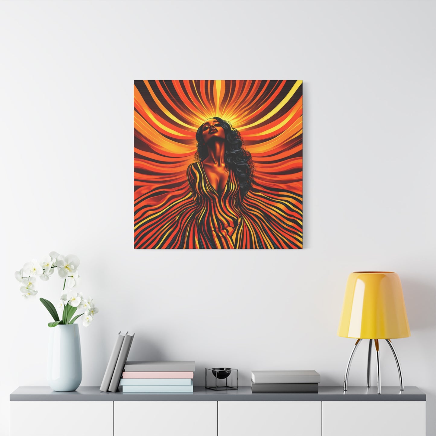 Autumn Rises Black Woman Art Canvas Wall Print