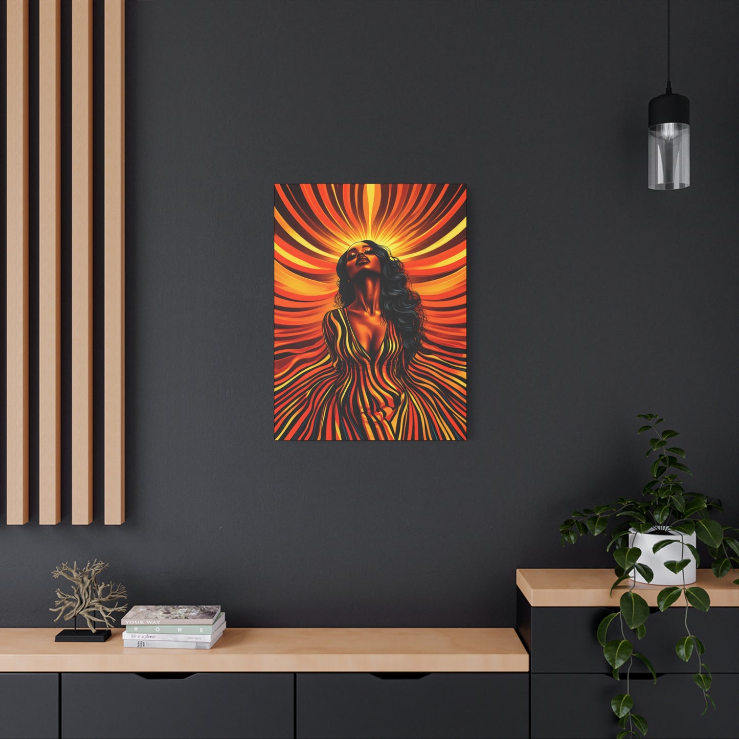 Autumn Rises Black Woman Art Canvas Wall Print