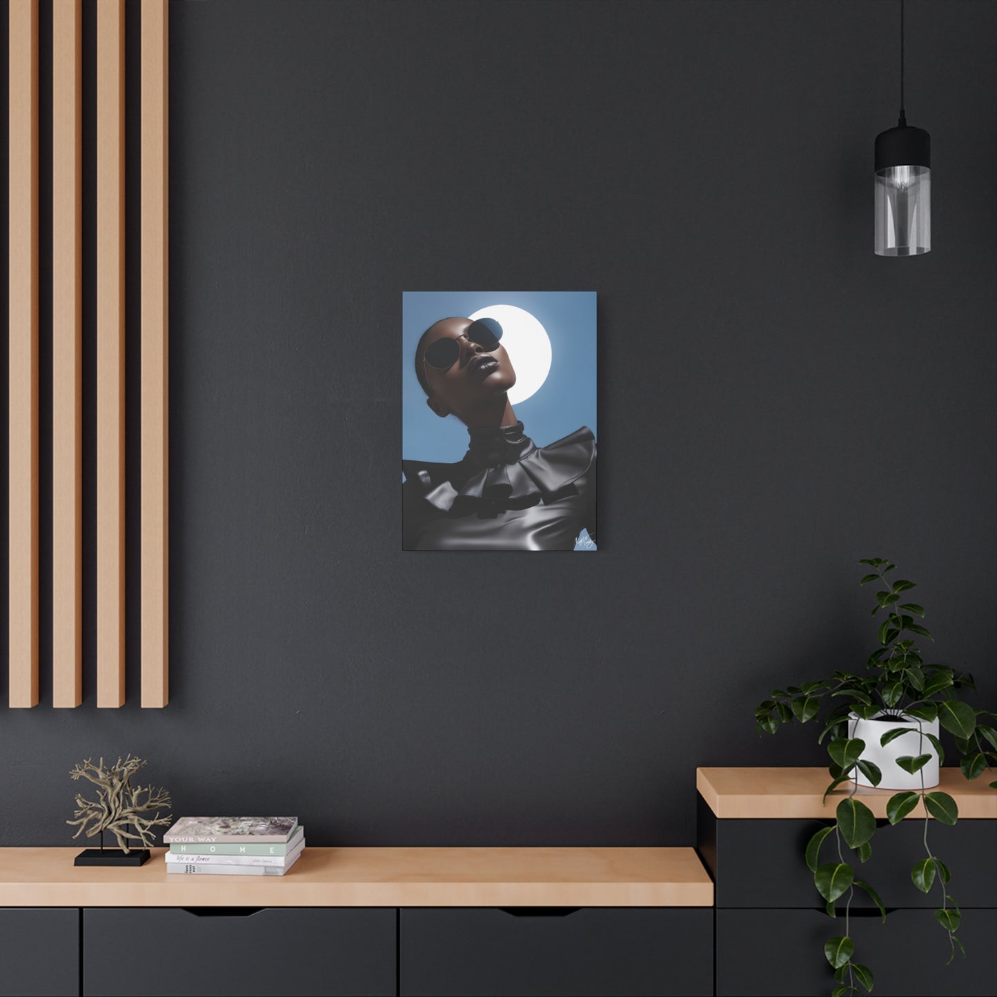 Moonstruck Afrocentric Black Woman Abstract Art Canvas Wall Print