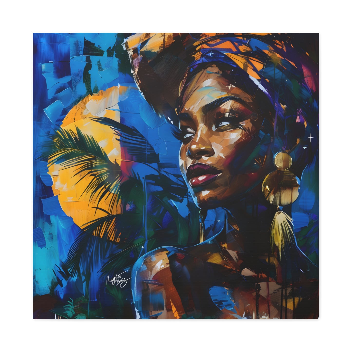 Vacation Vibes Afrocentric Black Woman Abstract Art Canvas Wall Print