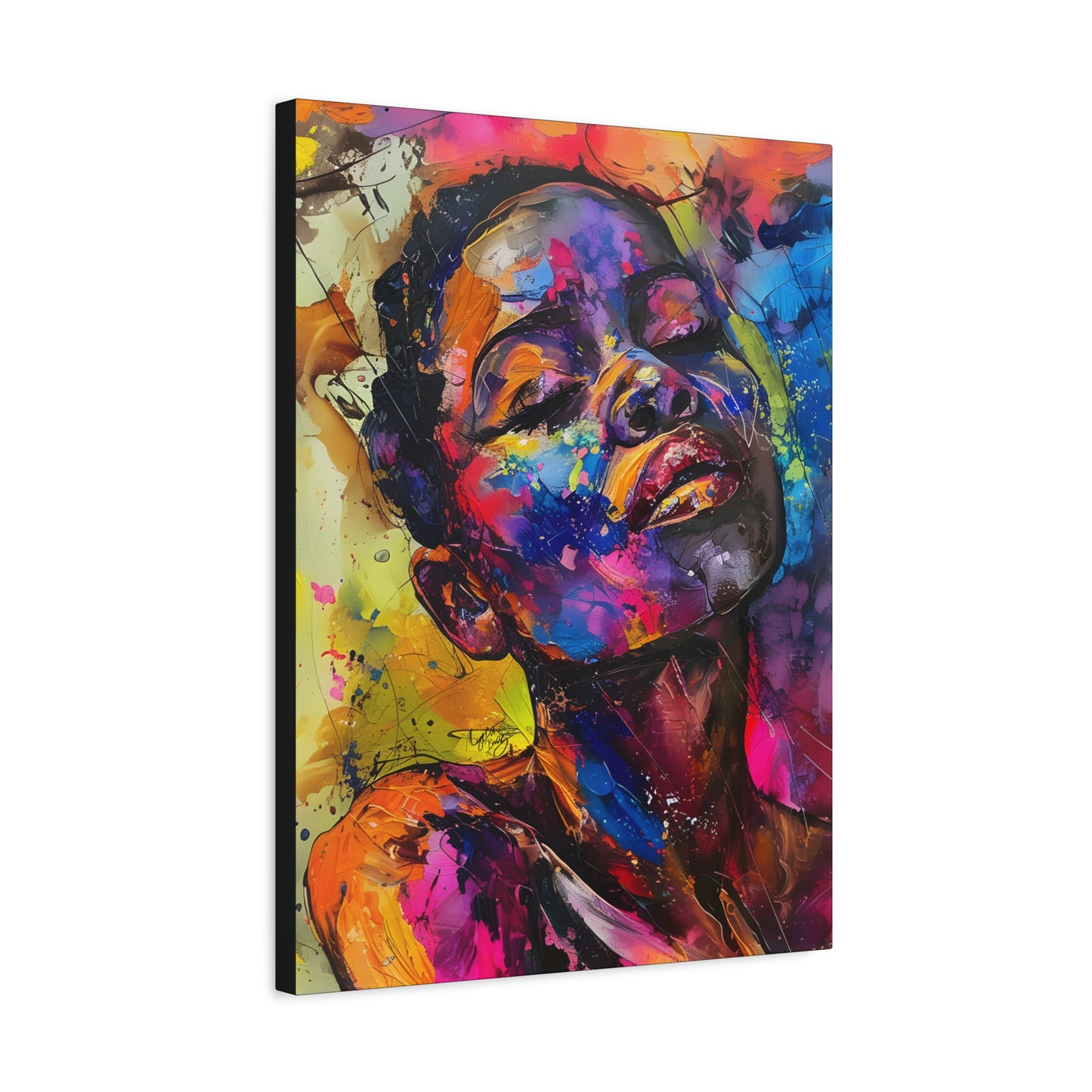 Beautiful and At Peace Afrocentric Black Woman Art Canvas