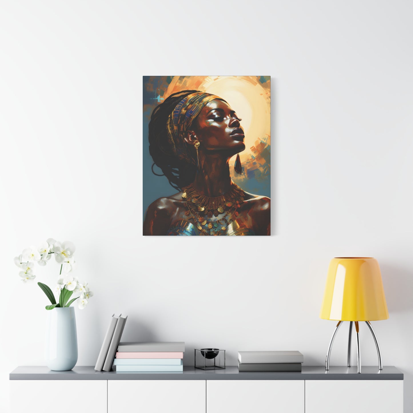 Worship The Sun Afrocentric Black Woman Art Canvas Wall Print
