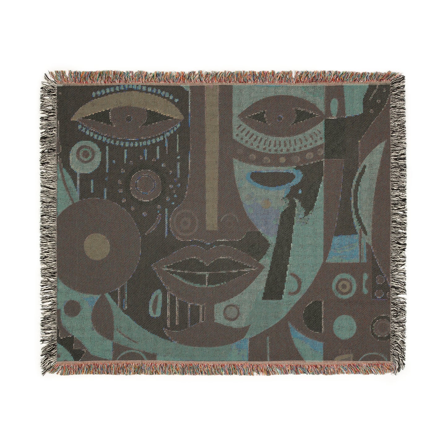 Abstract Mask Afrocentric Abstract Art Woven Throw Blanket