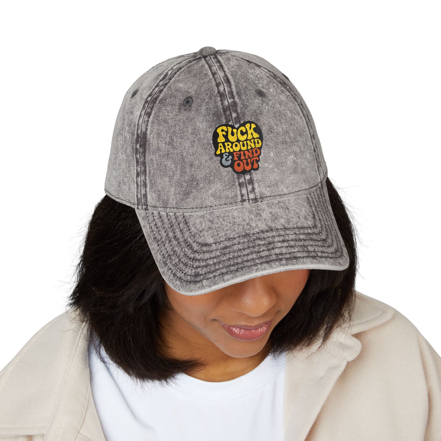 F Around And Find Out FAFO Statement Vintage Distressed Embroidered Hat