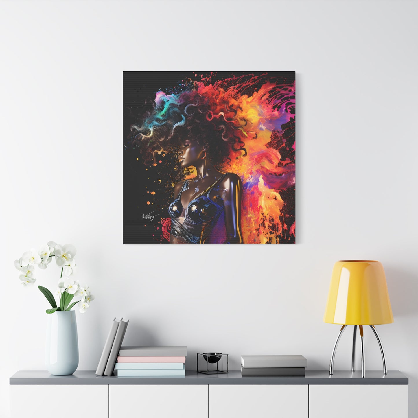 Colors Of The Universe Afrocentric Black Woman Abstract Fantasy Art Canvas Wall Print