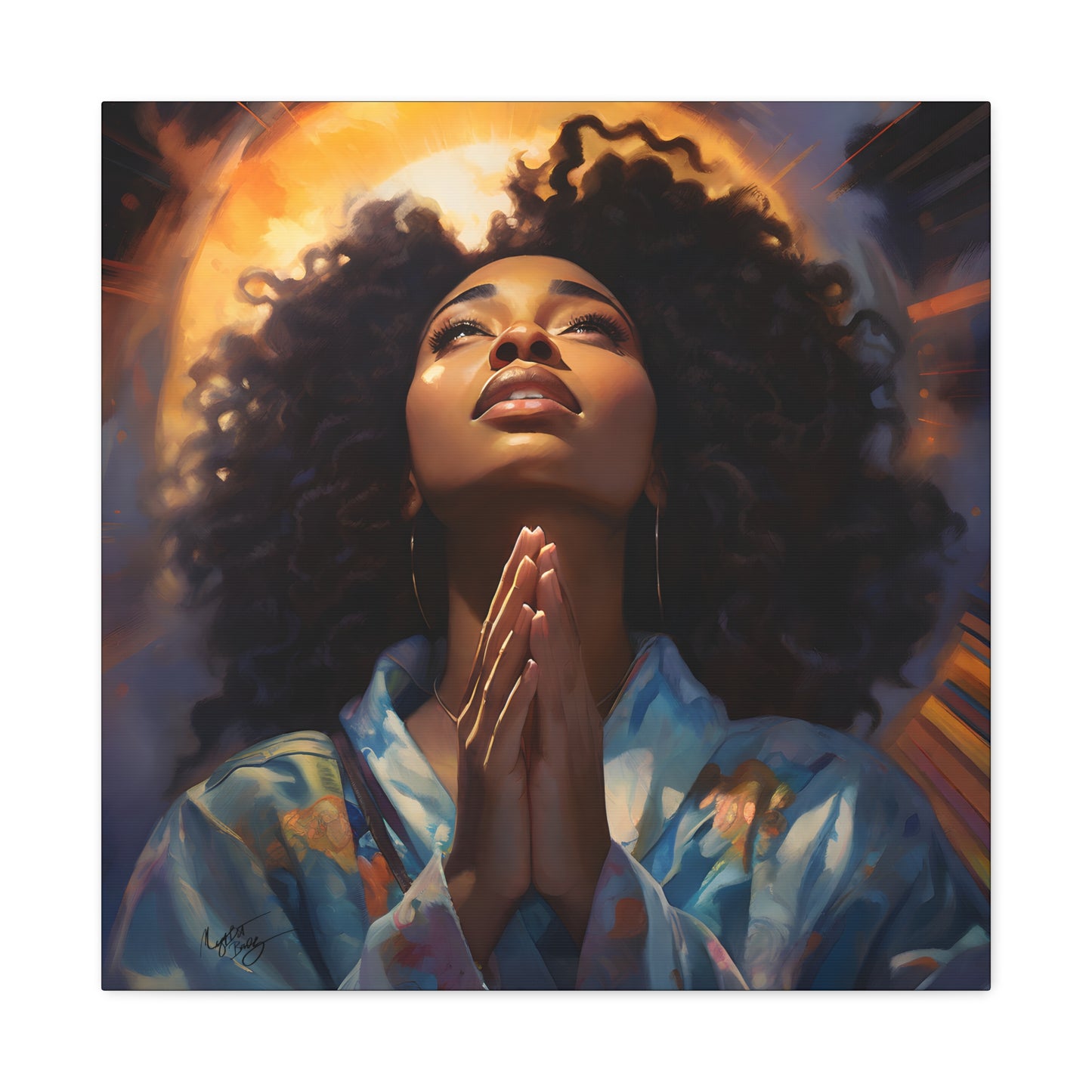 Please Deliver Me Peace The Moment Afrocentric Black Woman Spiritual Art Canvas Wall Print