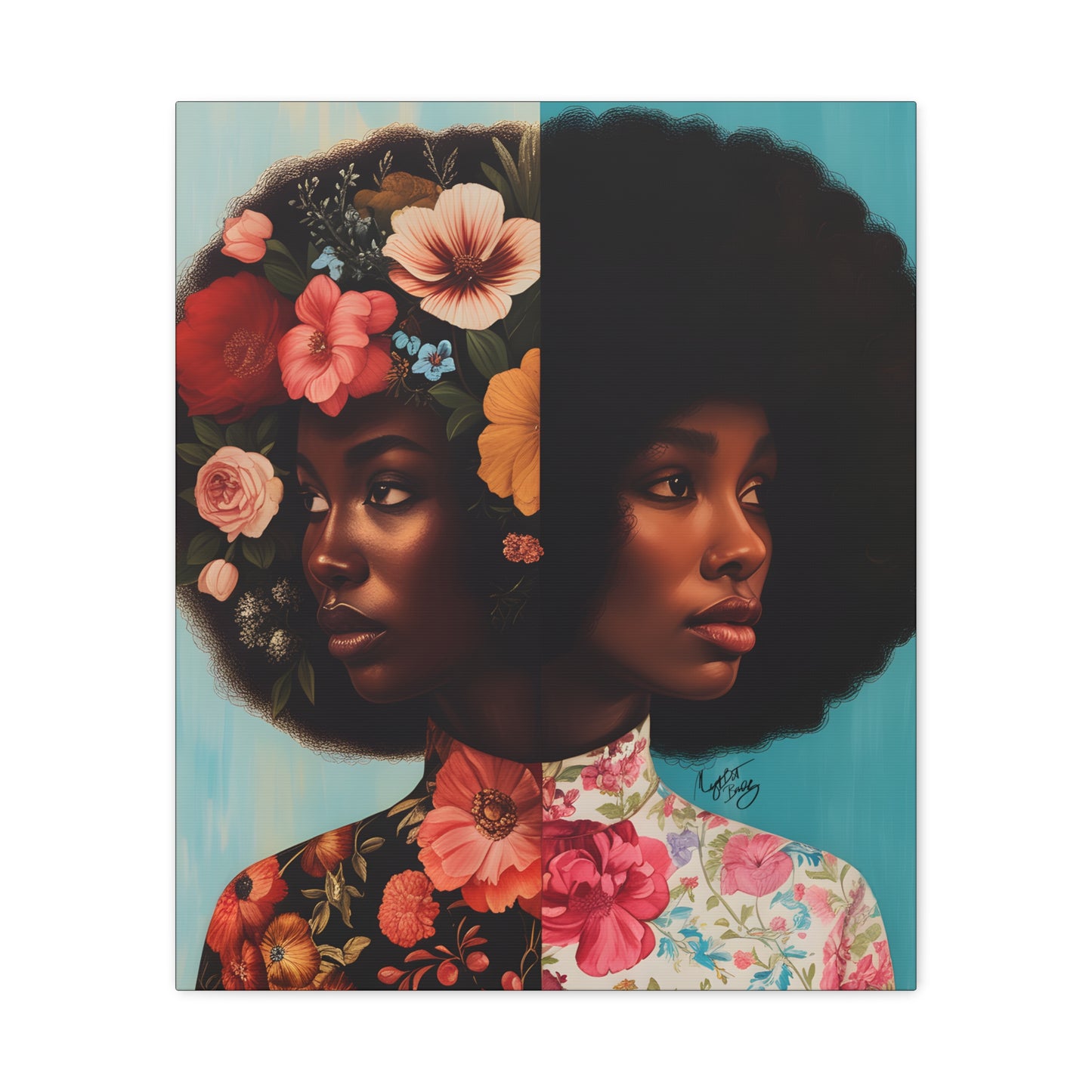 Duality Afrocentric Black Woman Art Canvas Wall Print