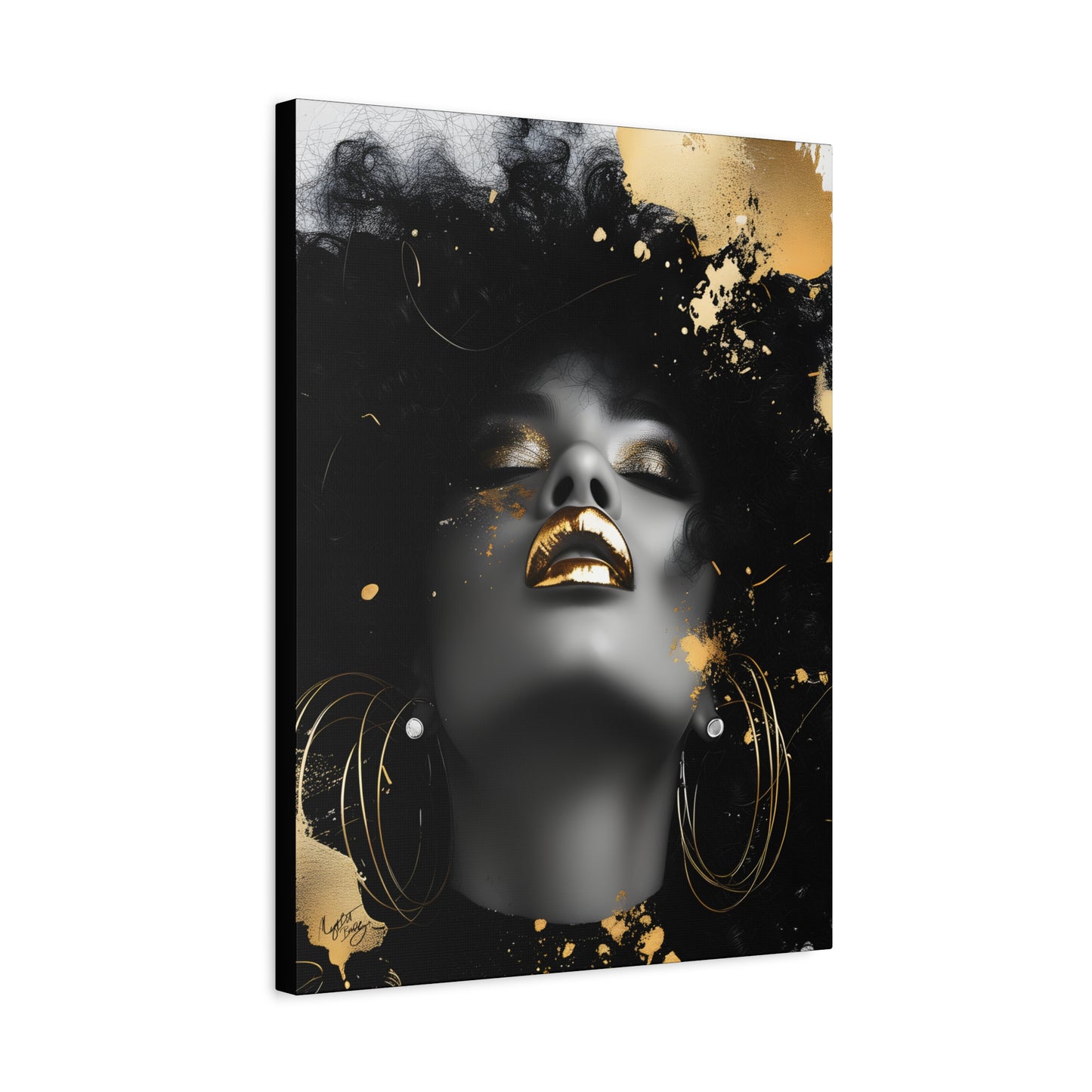 Gold Is My Passion Afrocentric Black Woman Abstract Art Canvas Wall Print