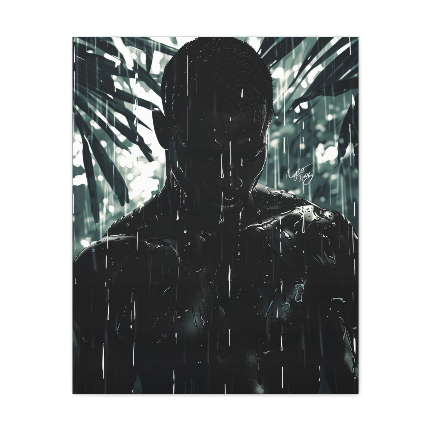 Rainy Days Aren't That Bad Afrocentric Black Man Art Canvas Wall Print