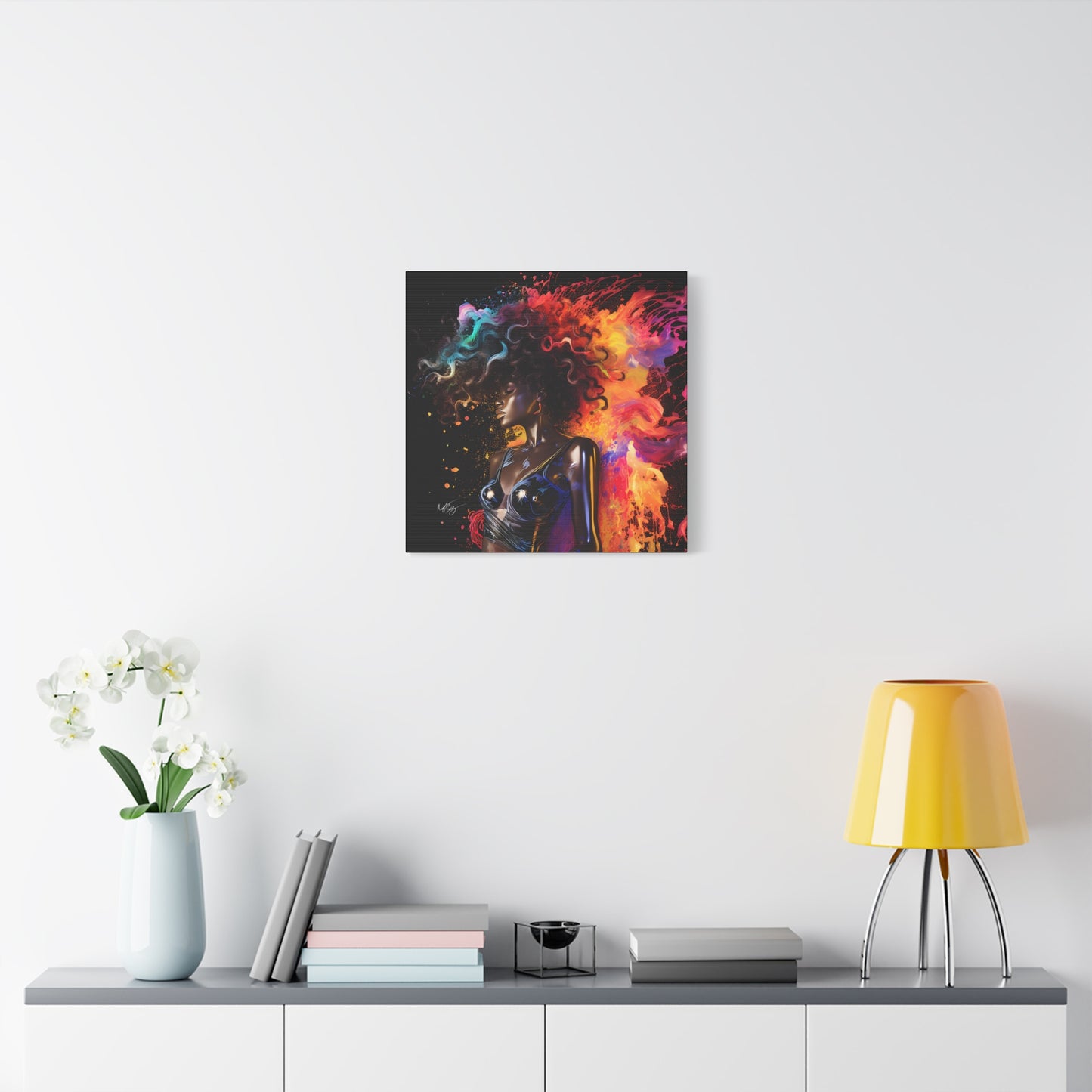 Colors Of The Universe Afrocentric Black Woman Abstract Fantasy Art Canvas Wall Print
