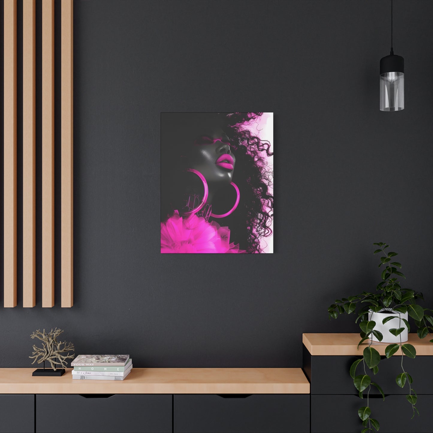 This Pink Is A Mood Afrocentric Black Woman Art Canvas Wall Print