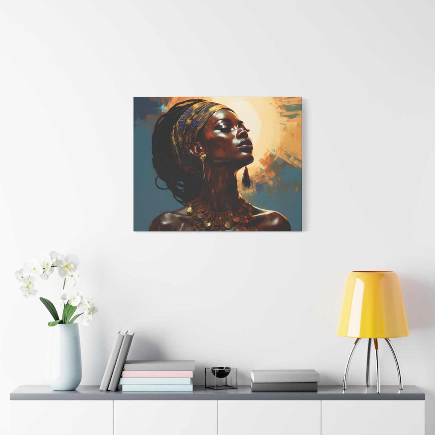 Worship The Sun Afrocentric Black Woman Art Canvas Wall Print