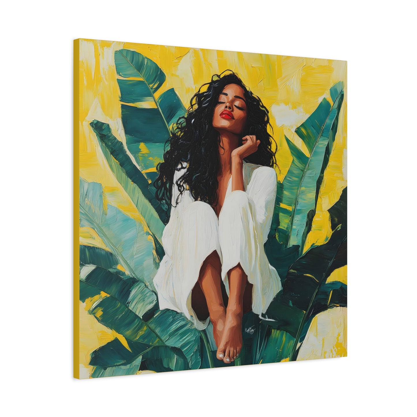 It's A Beautiful Day Afrocentric Black Woman Abstract Art Canvas Wall Print