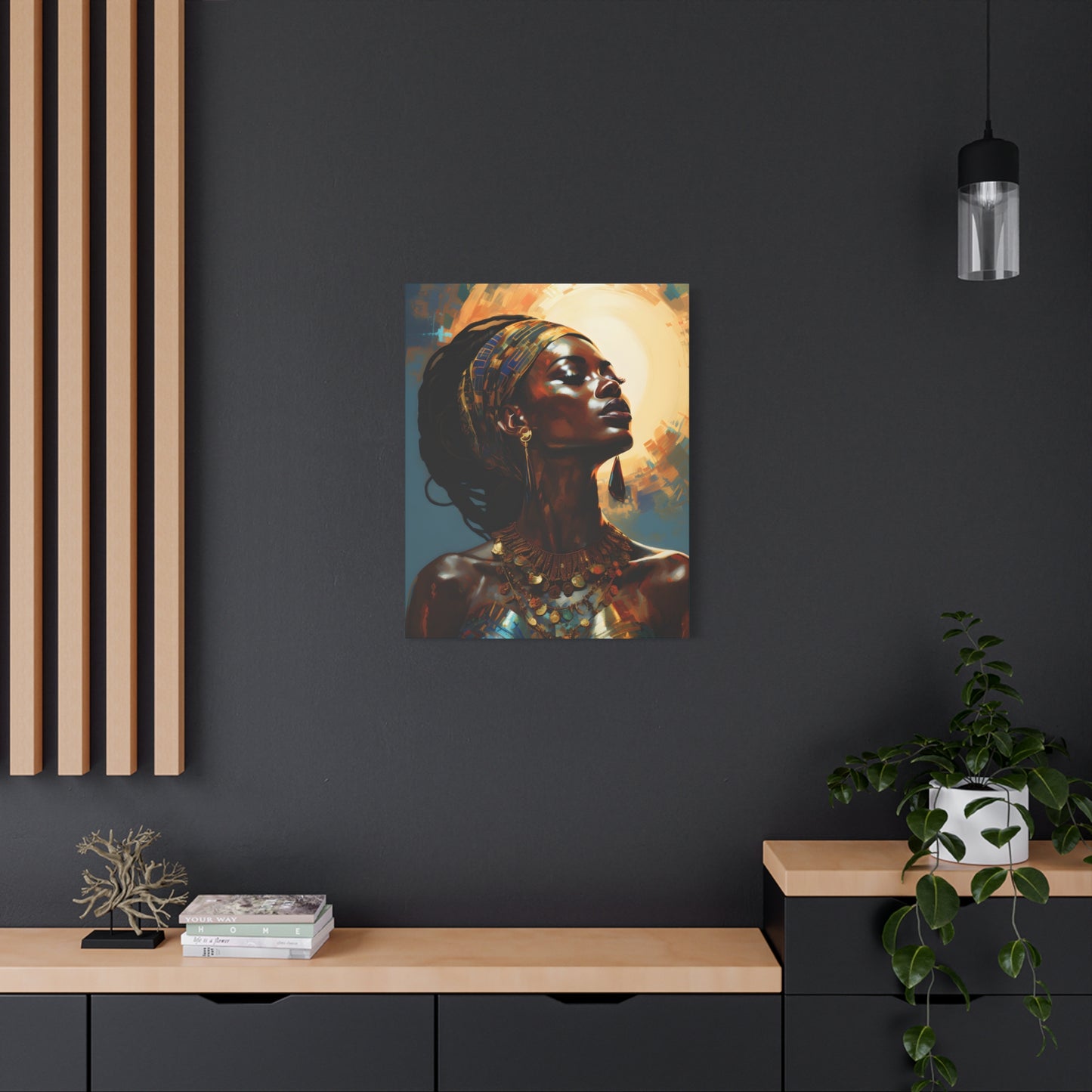 Worship The Sun Afrocentric Black Woman Art Canvas Wall Print