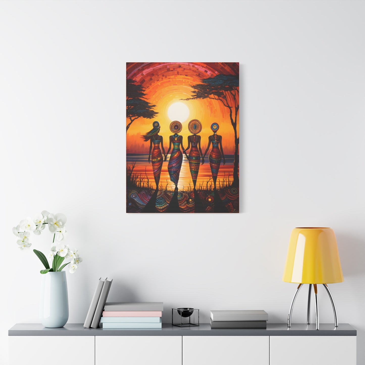 All Together Now Afrocentric Black Woman Abstract Art Canvas Wall Print
