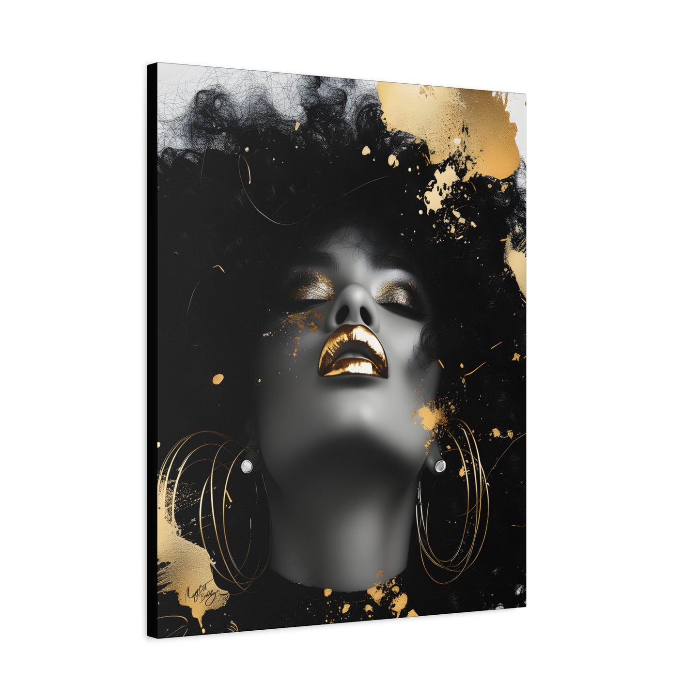 Gold Is My Passion Afrocentric Black Woman Abstract Art Canvas Wall Print