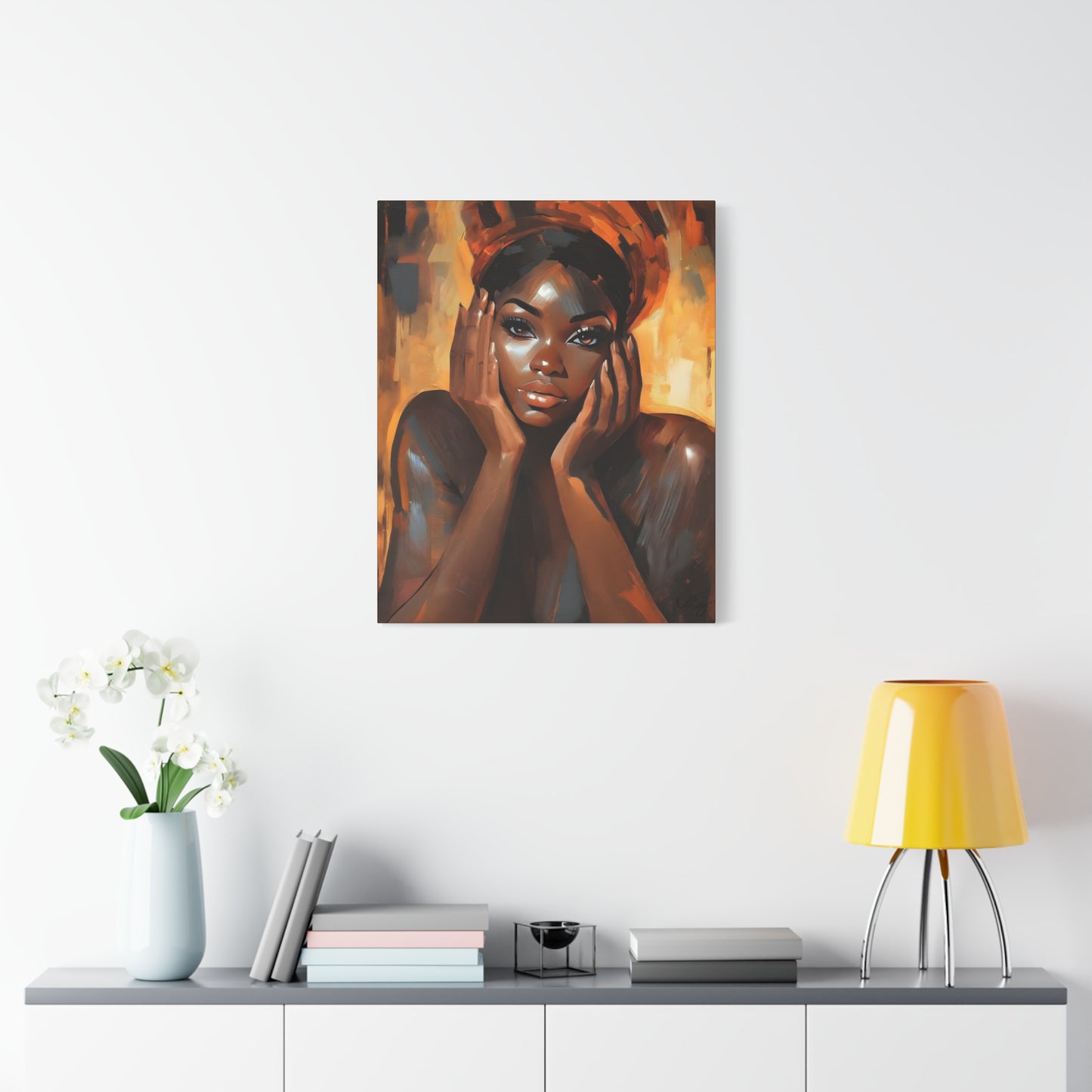 Hello Afrocentric Black Woman Art Canvas Wall Print