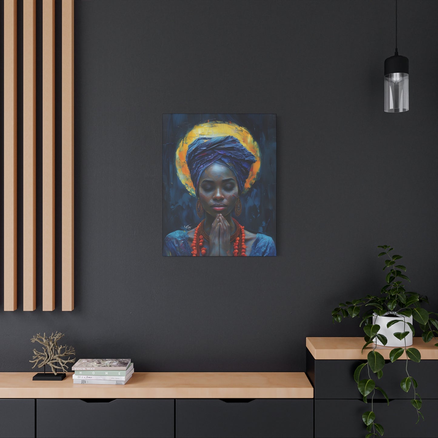 Sunset Relaxation Afrocentric Black Woman Spiritual Art Canvas Wall Print