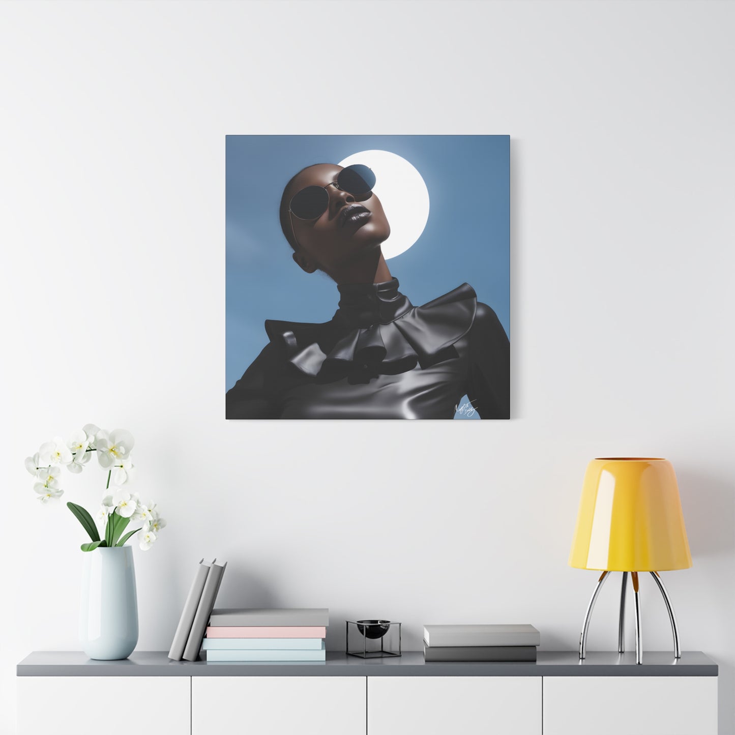 Moonstruck Afrocentric Black Woman Abstract Art Canvas Wall Print