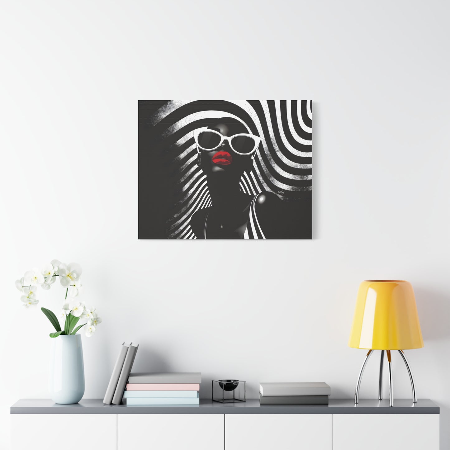 Beauty In Black And White Afrocentric Black Woman Art Canvas Wall Print
