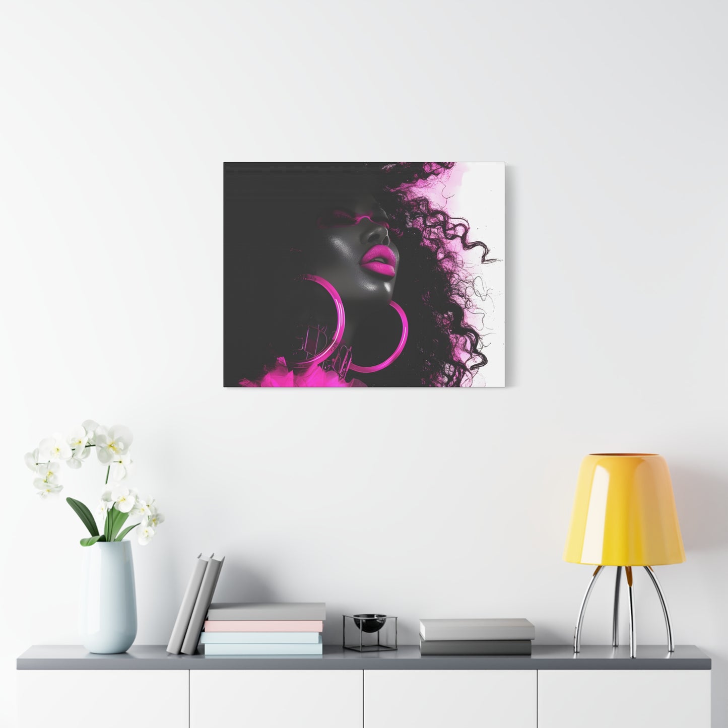 This Pink Is A Mood Afrocentric Black Woman Art Canvas Wall Print