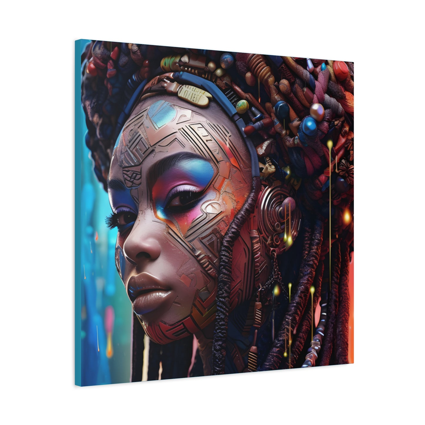 Princess Of The Past and Future Afrocentric Afrofuturism Abstract Black Artwork Canvas Wall Print