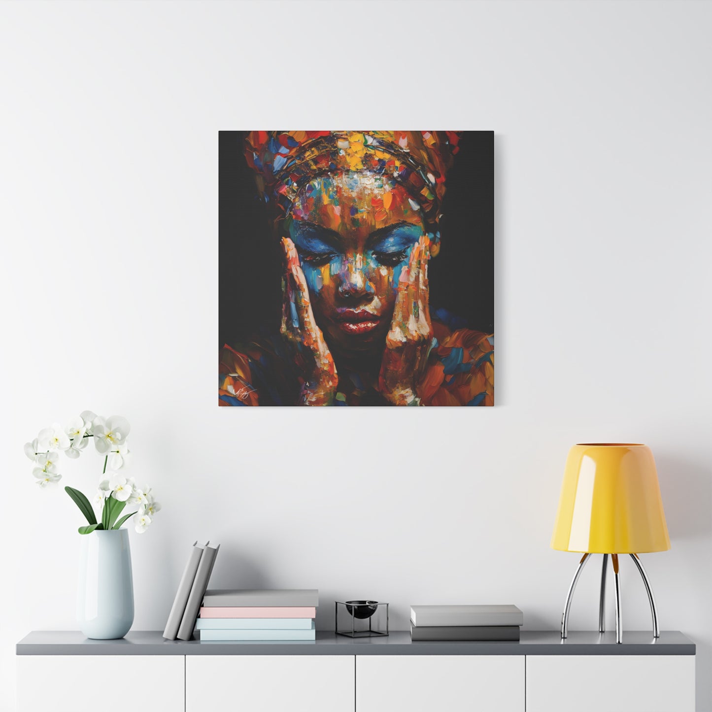 Heavy Is The Head That Wears The Crown Afrocentric Black Woman Abstract Art Canvas Wall Print