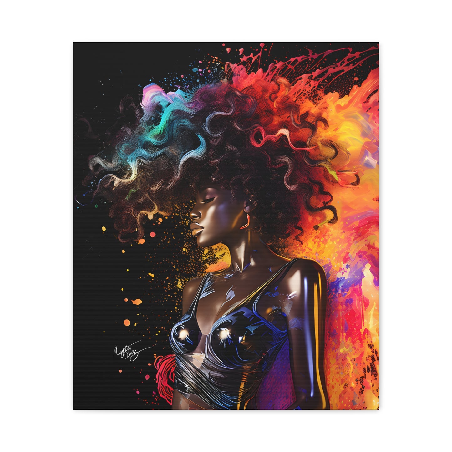 Colors Of The Universe Afrocentric Black Woman Abstract Fantasy Art Canvas Wall Print