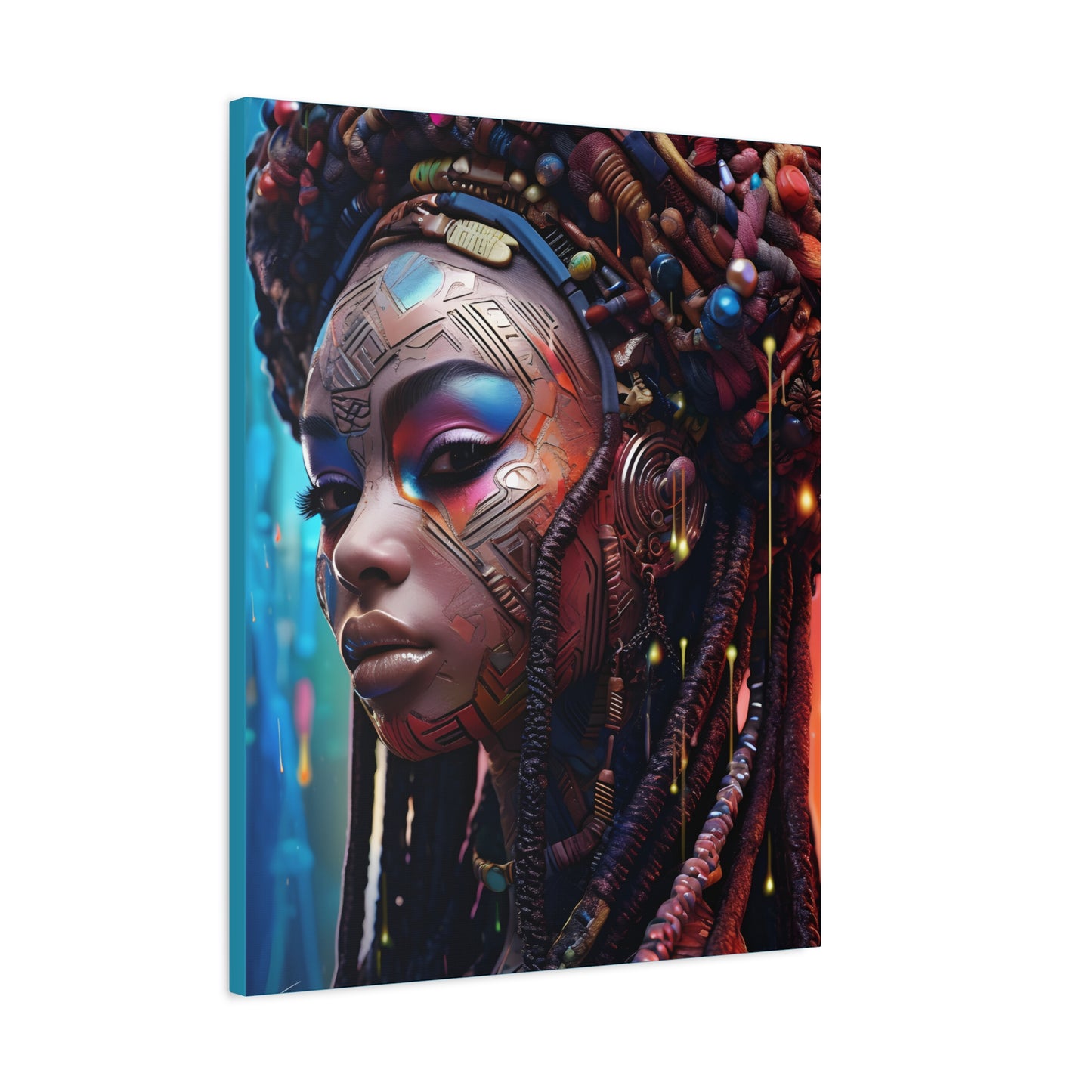 Princess Of The Past and Future Afrocentric Afrofuturism Abstract Black Artwork Canvas Wall Print