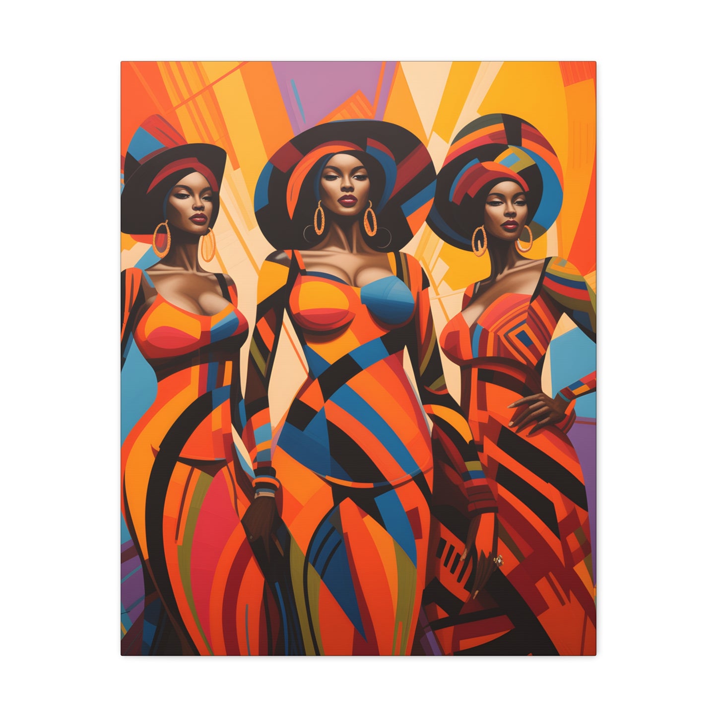The Sisters Afrocentric Abstract Fantasy Black Woman Art Canvas Wall Print