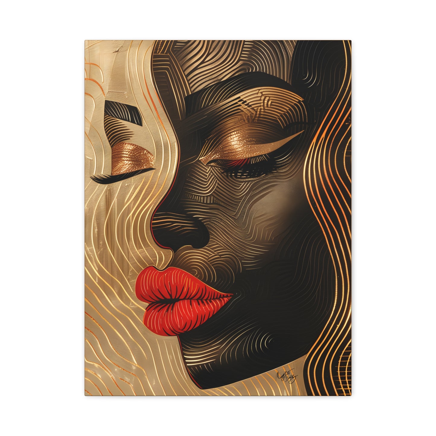 Enswirled Afrocentric Black Woman Abstract Art Canvas Wall Print