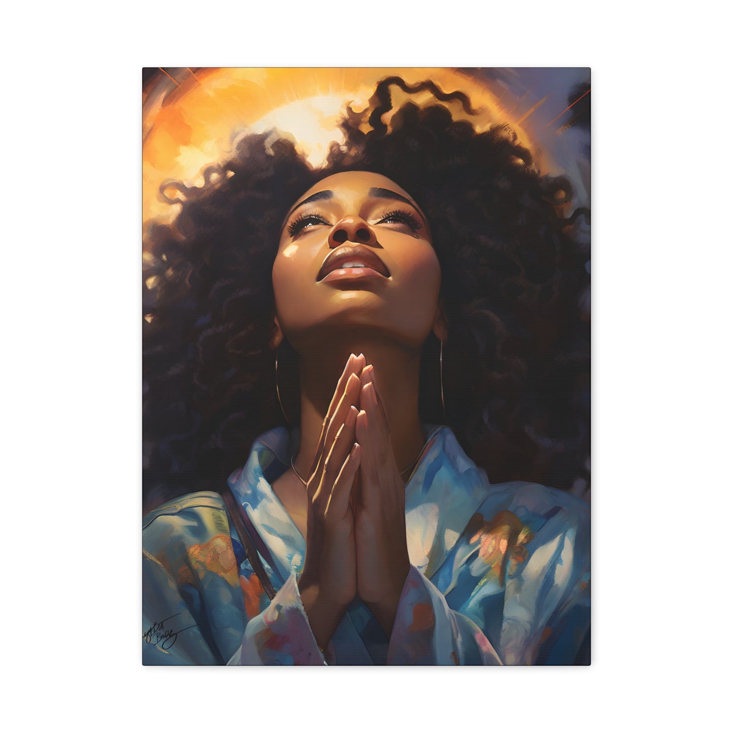 Please Deliver Me Peace The Moment Afrocentric Black Woman Spiritual Art Canvas Wall Print