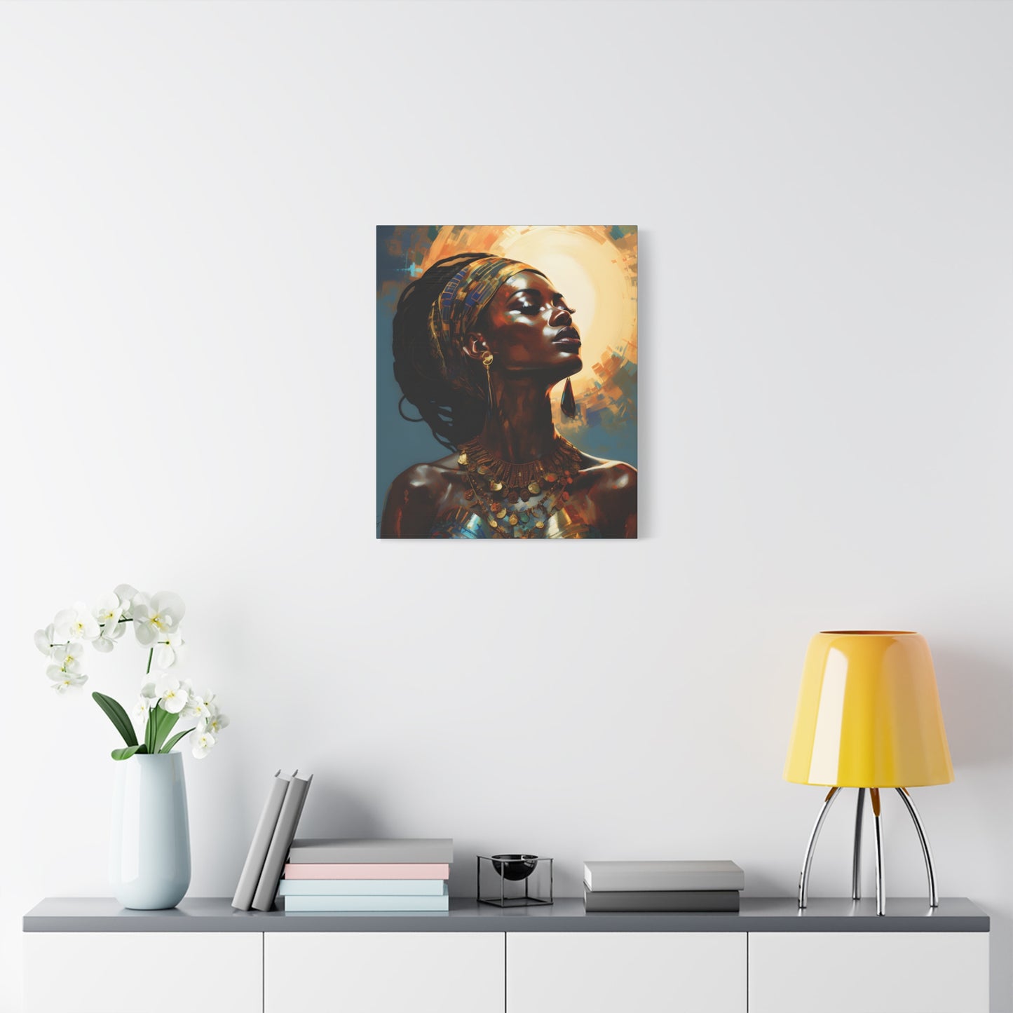 Worship The Sun Afrocentric Black Woman Art Canvas Wall Print