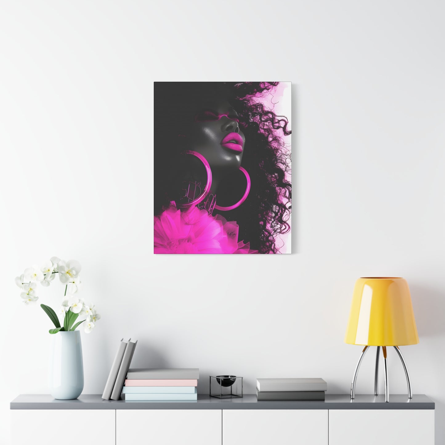 This Pink Is A Mood Afrocentric Black Woman Art Canvas Wall Print