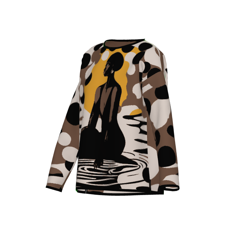 The Reflection Pool Afrocentric Black Woman Print Crewneck Women's Sweater