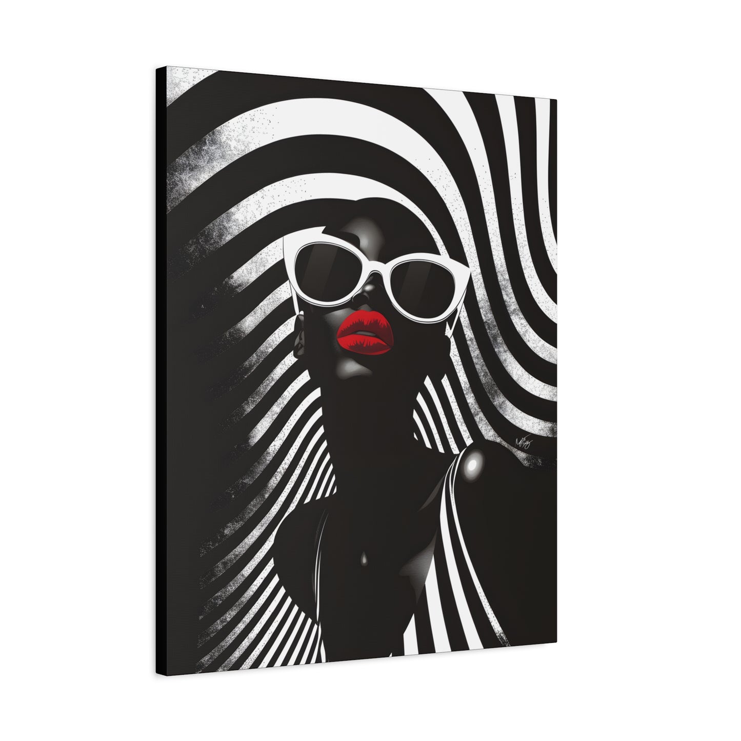 Beauty In Black And White Afrocentric Black Woman Art Canvas Wall Print