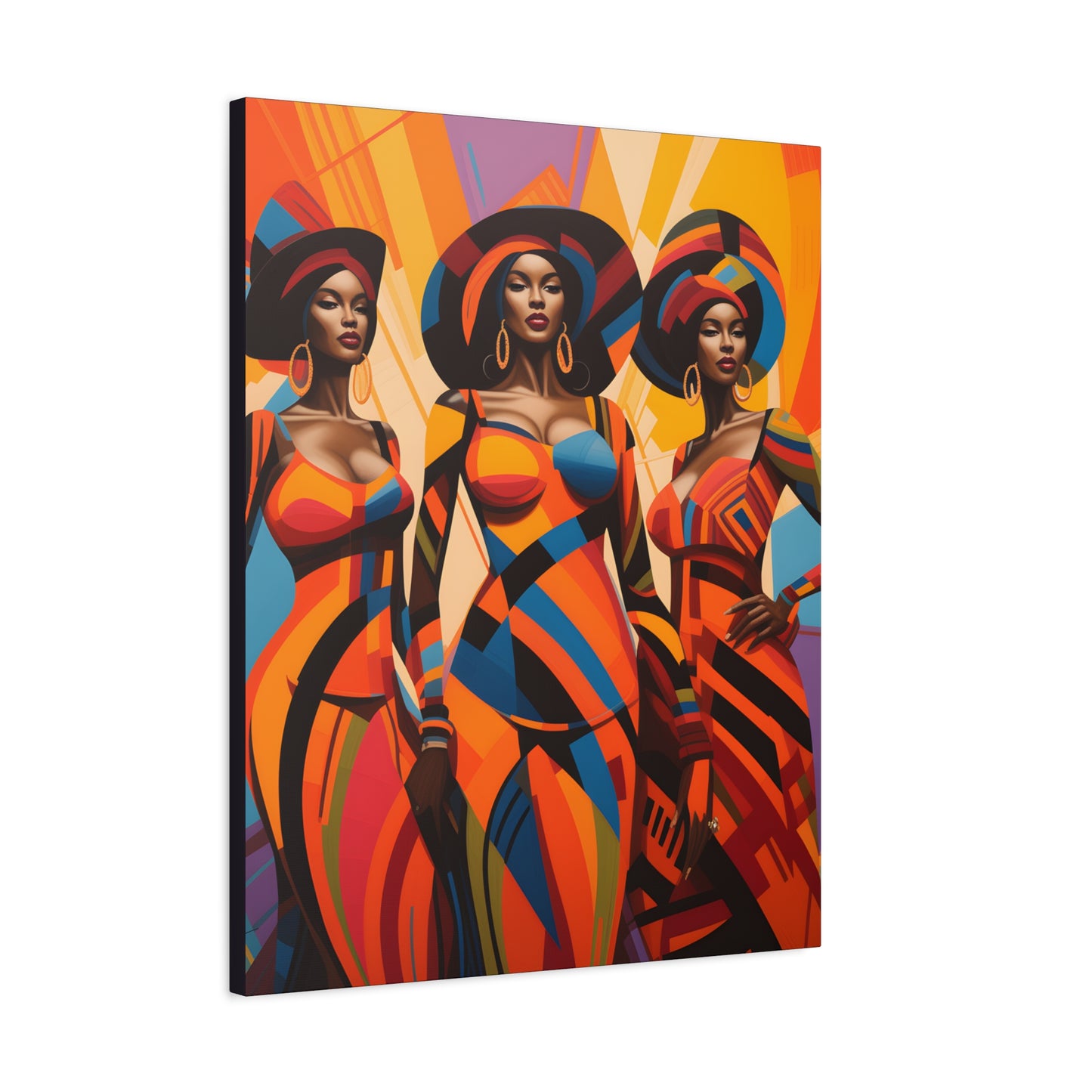 The Sisters Afrocentric Abstract Fantasy Black Woman Art Canvas Wall Print