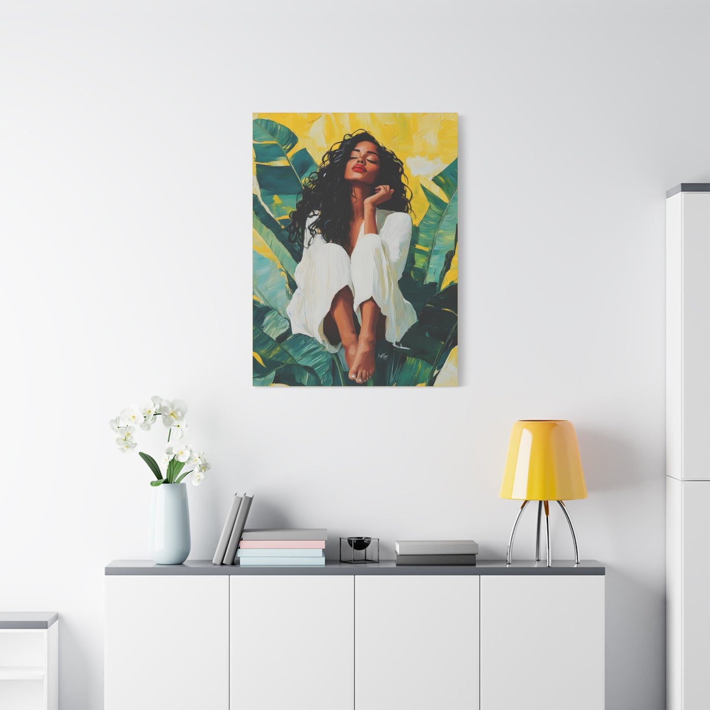 It's A Beautiful Day Afrocentric Black Woman Abstract Art Canvas Wall Print