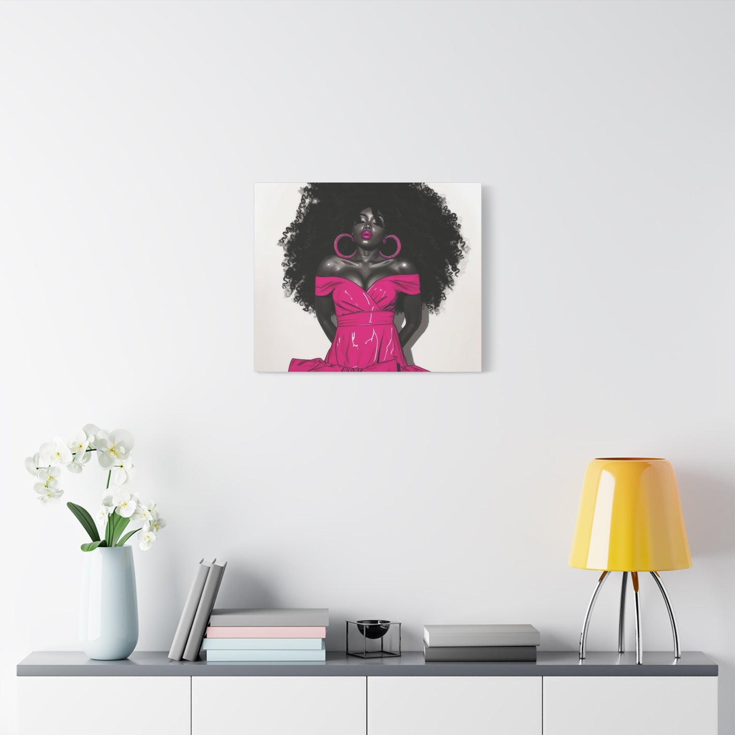 Pink Is My Color Black Woman Art Canvas Wall Print