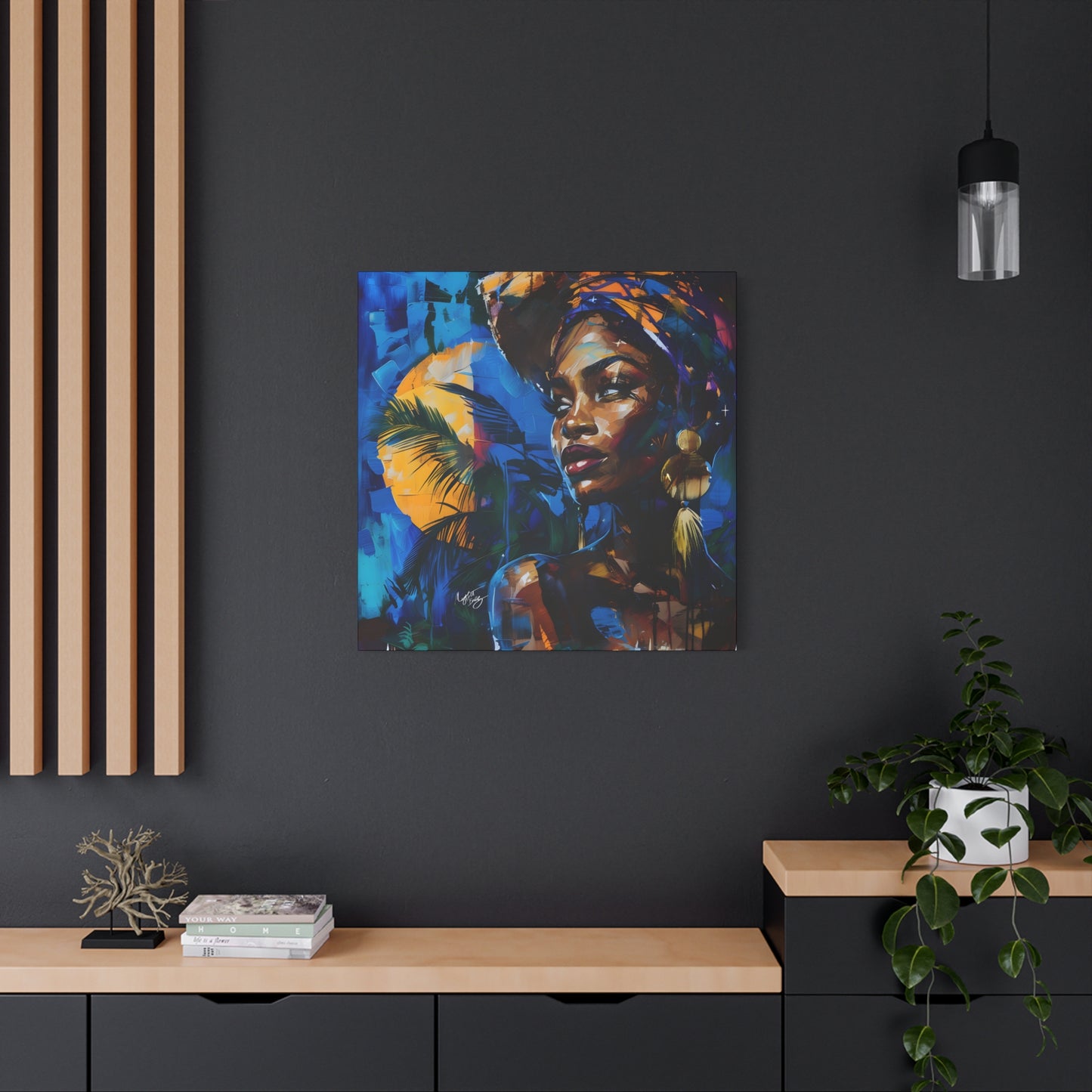 Vacation Vibes Afrocentric Black Woman Abstract Art Canvas Wall Print