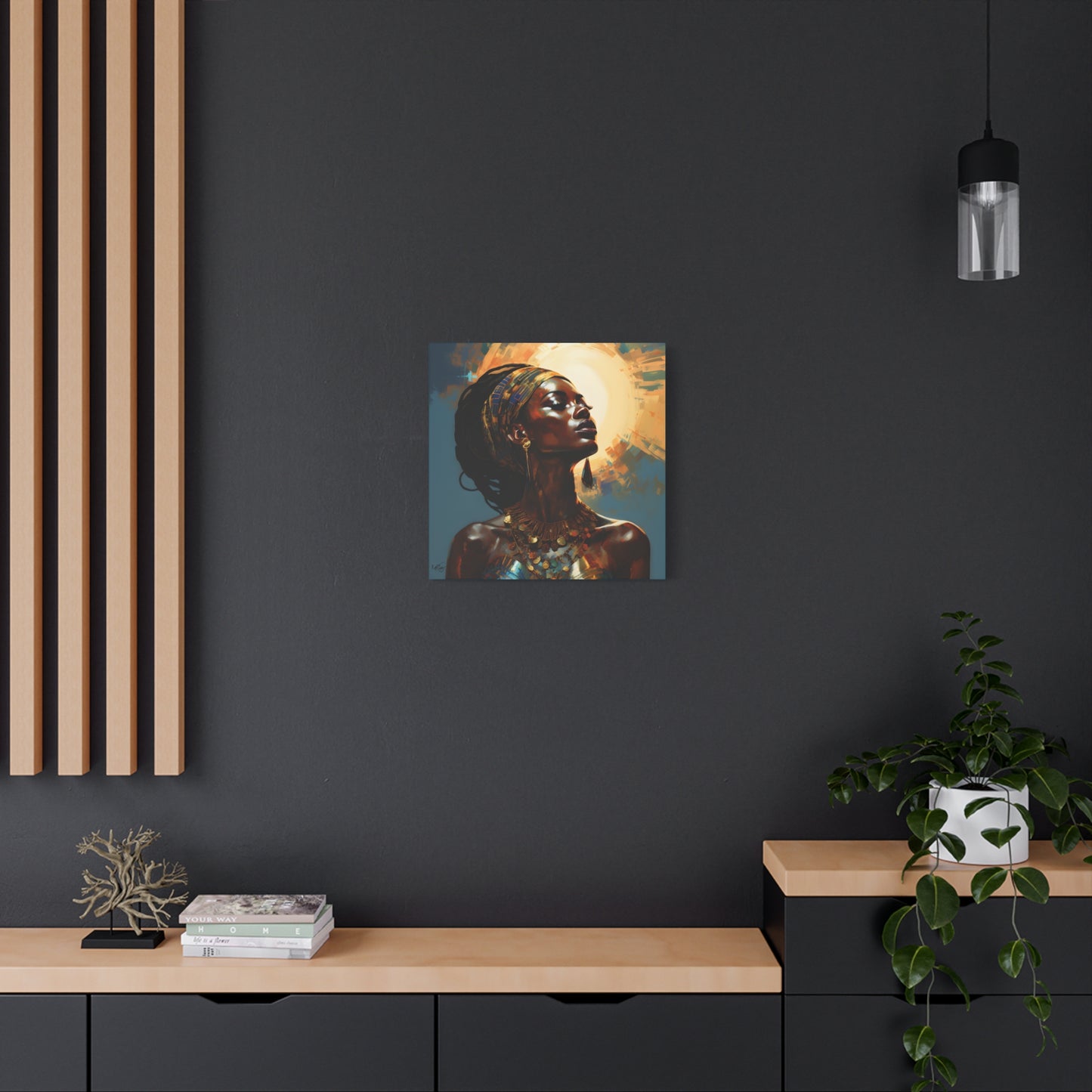Worship The Sun Afrocentric Black Woman Art Canvas Wall Print