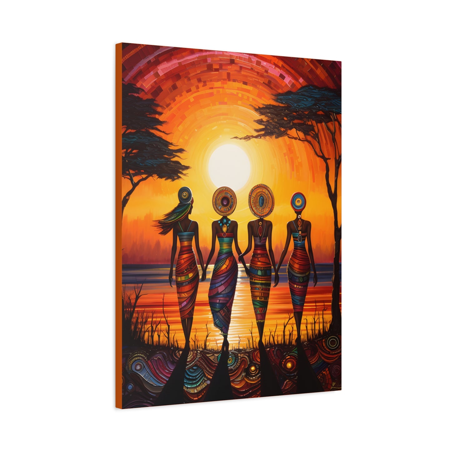 All Together Now Afrocentric Black Woman Abstract Art Canvas Wall Print