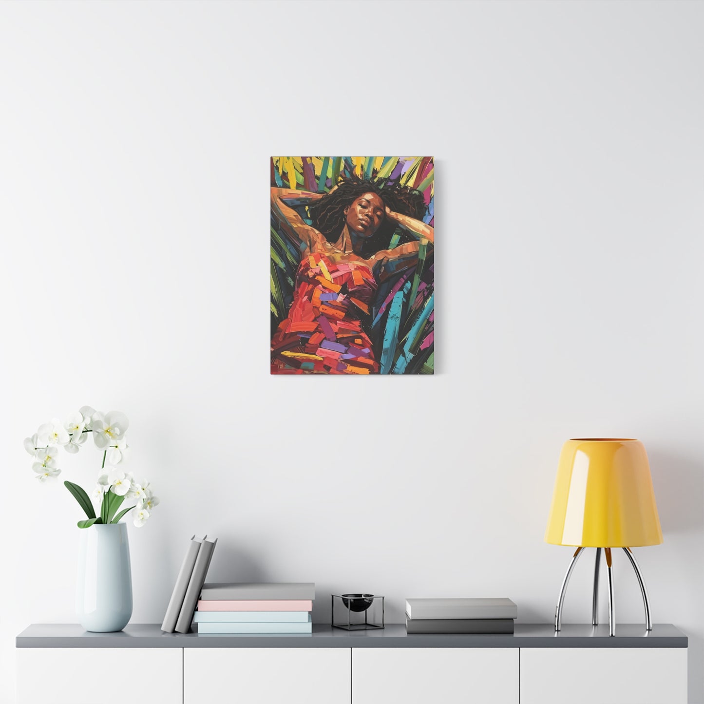 Be At Peace Black Woman Abstract Art Canvas Wall Print