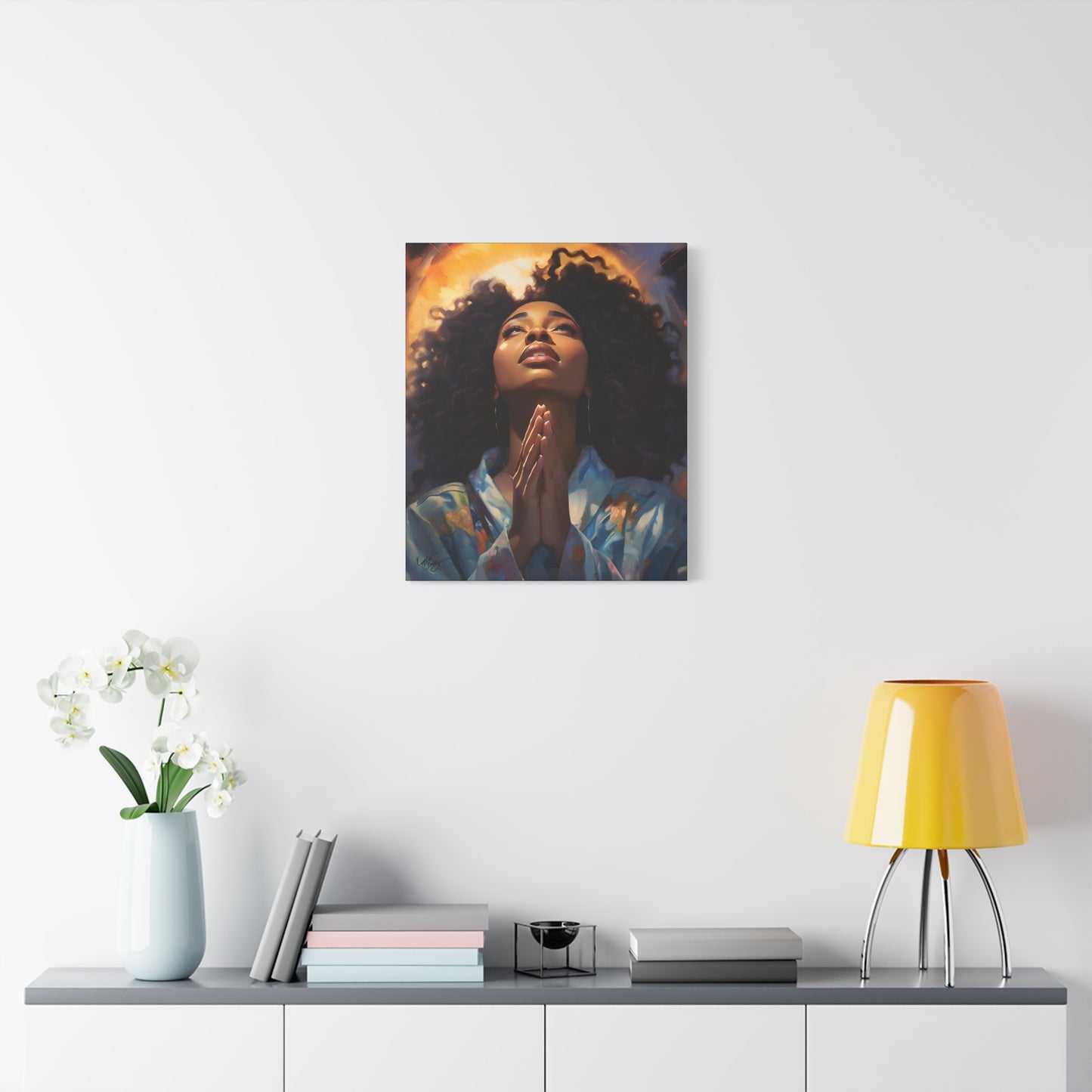 Please Deliver Me Peace The Moment Afrocentric Black Woman Spiritual Art Canvas Wall Print