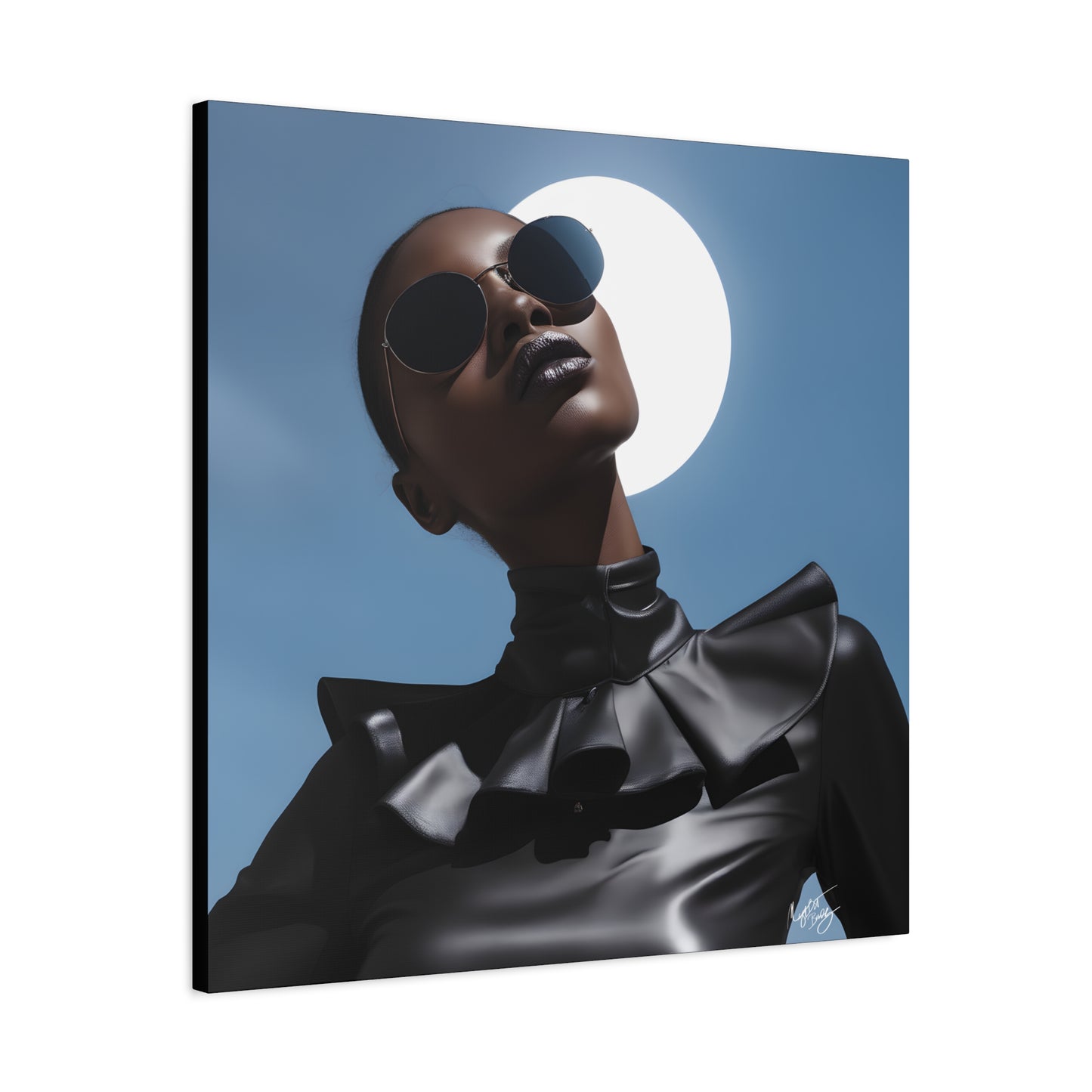 Moonstruck Afrocentric Black Woman Abstract Art Canvas Wall Print