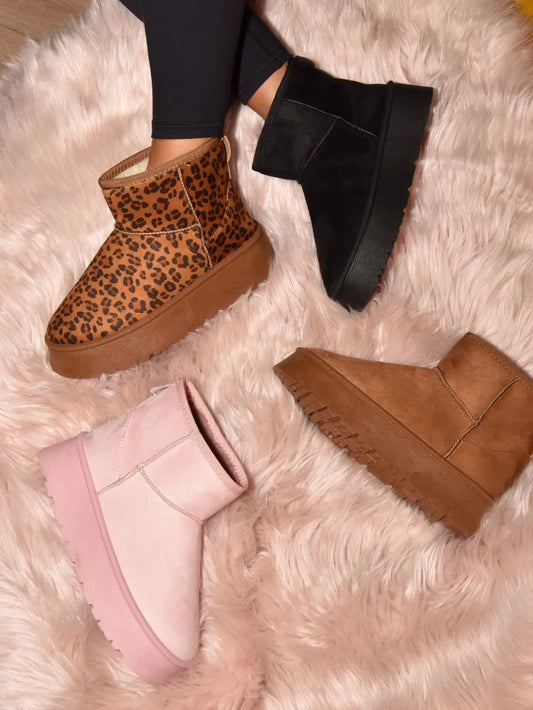 WILD DIVA Thermal Furry Leopard Platform Booties - Xtreme Shopper