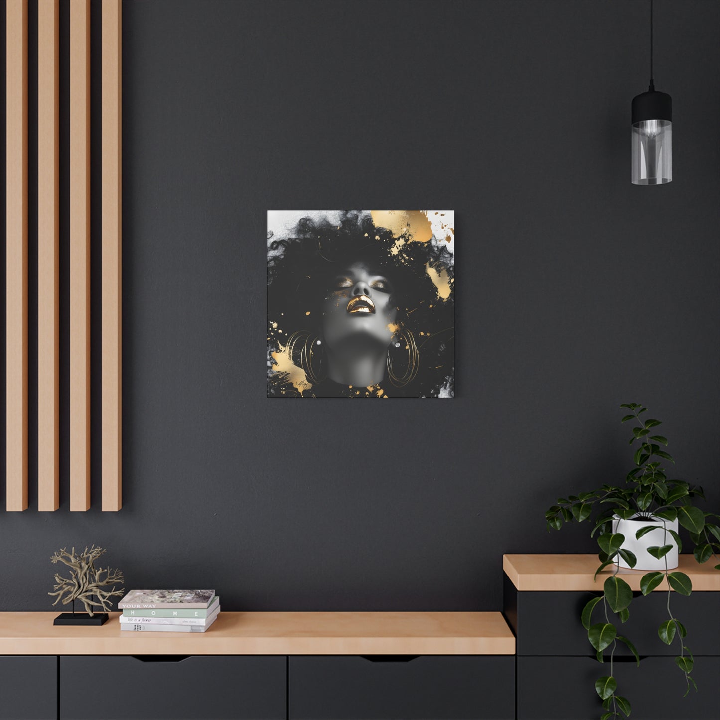 Gold Is My Passion Afrocentric Black Woman Abstract Art Canvas Wall Print