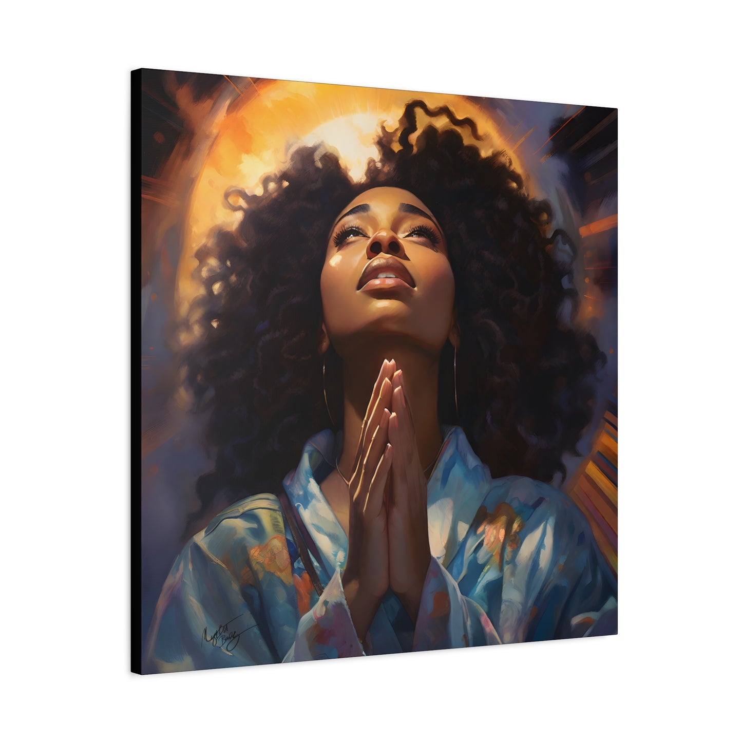 Please Deliver Me Peace The Moment Afrocentric Black Woman Spiritual Art Canvas Wall Print