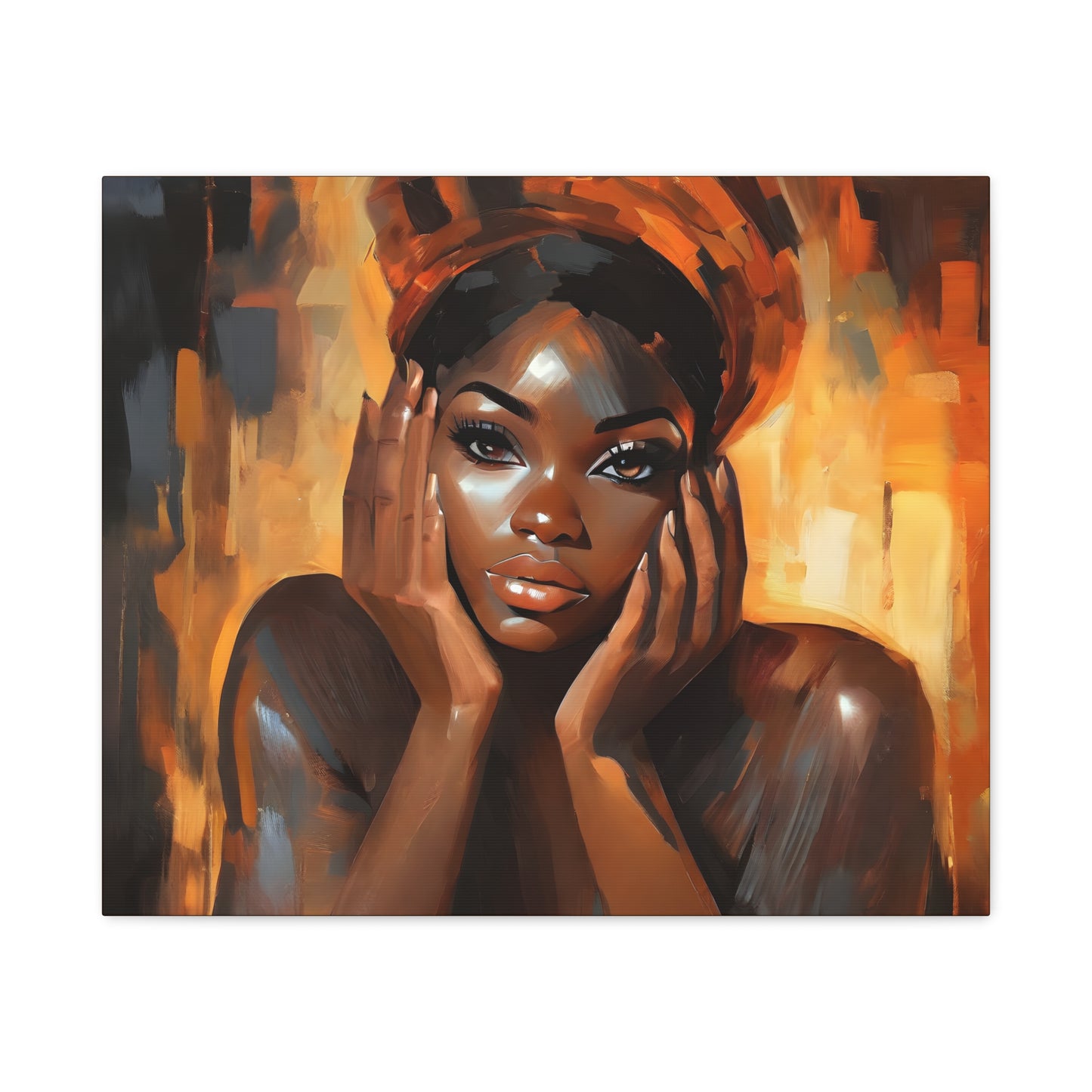 Hello Afrocentric Black Woman Art Canvas Wall Print