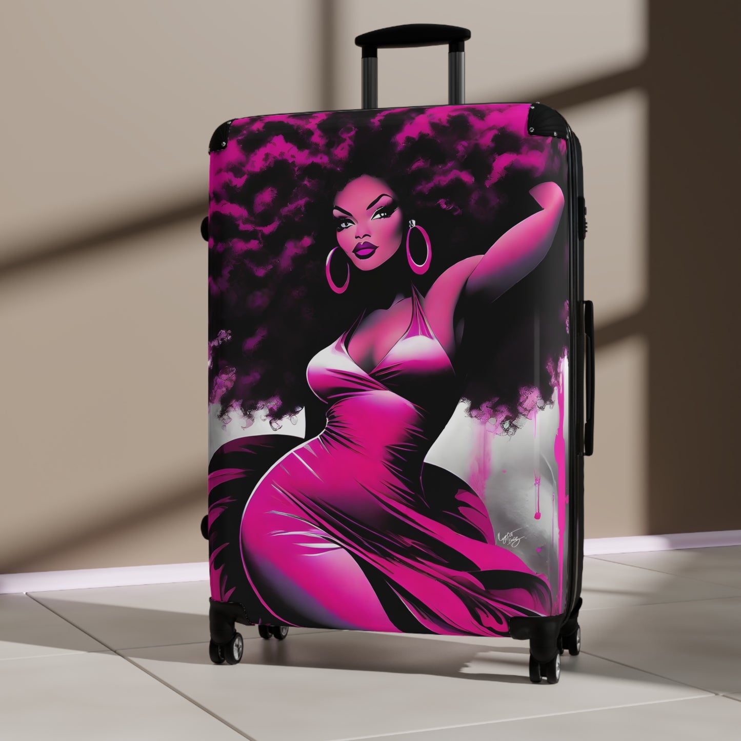 I Am She Black Woman Art Hardshell Hardside Lockable Spinner Suitcase